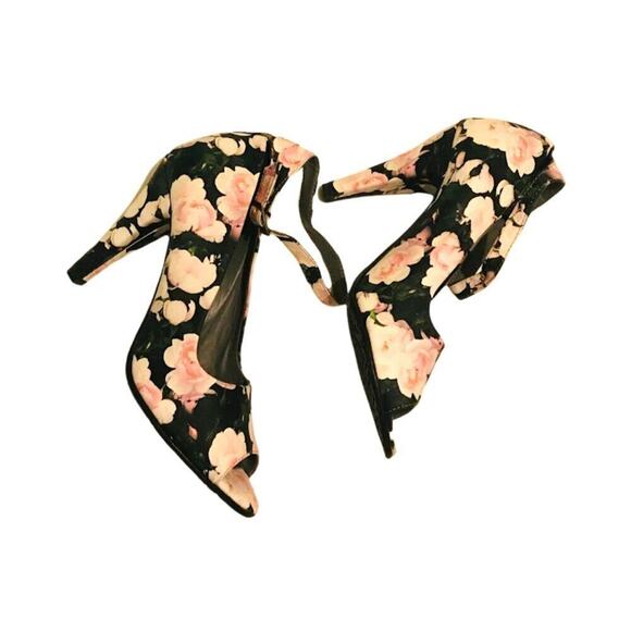 NWOT Herc Women`s High Heels Sandals Shoes Pink Black Genuine Leather 37 Eu